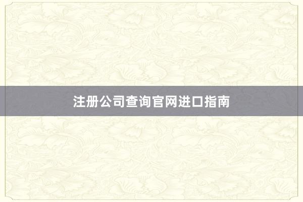 注册公司查询官网进口指南